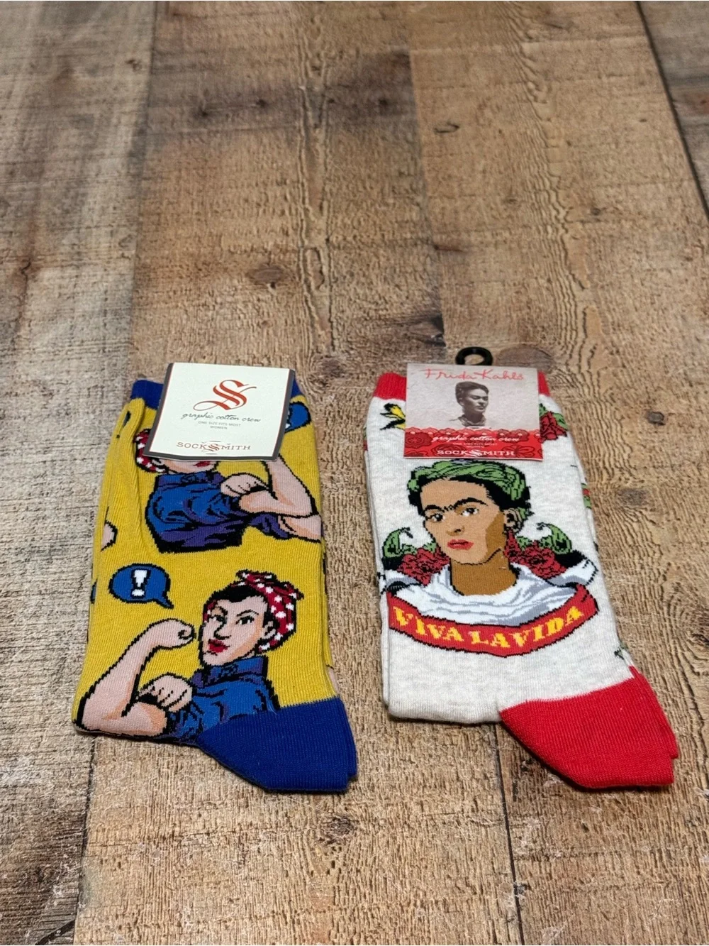 Socksmith Women’s Graphic Crew Socks Bundle – Rosie the Riveter + Frida Kahlo |